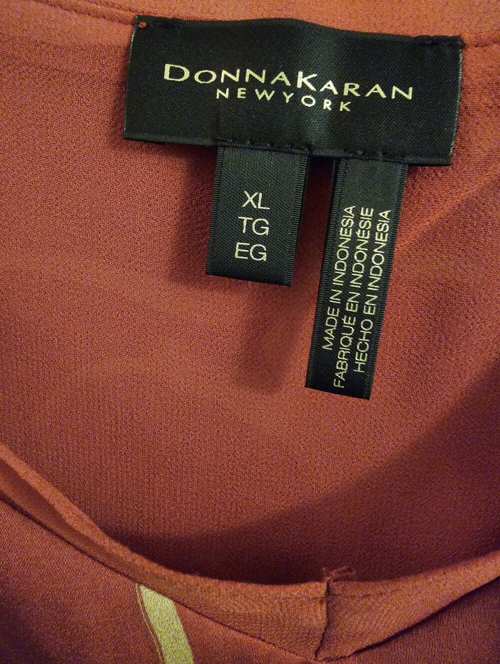 Donna Karan Rust-Brown Cami with Gold Botanical Print - Picture 2 of 5